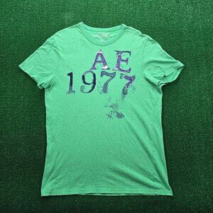 American Eagle Outfitters Green Tee with Purple Print